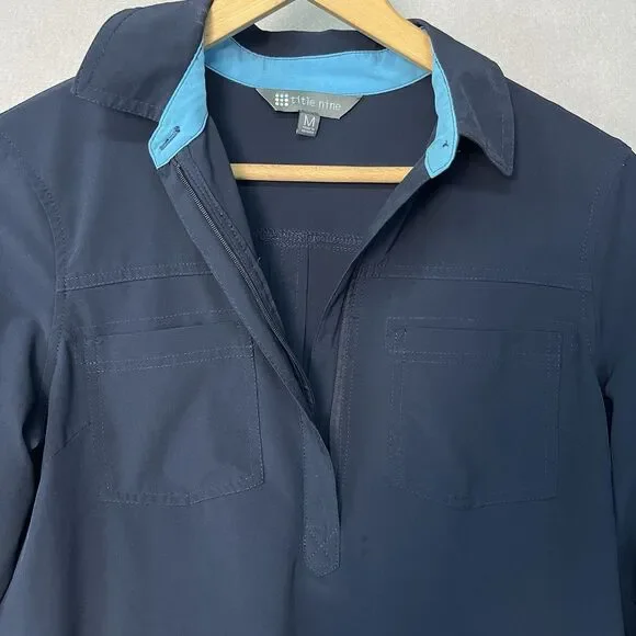 Title Nine Wren Utility Dress Women's M Blue Button Up Long Sleeve Shirt - Picture 4 of 8